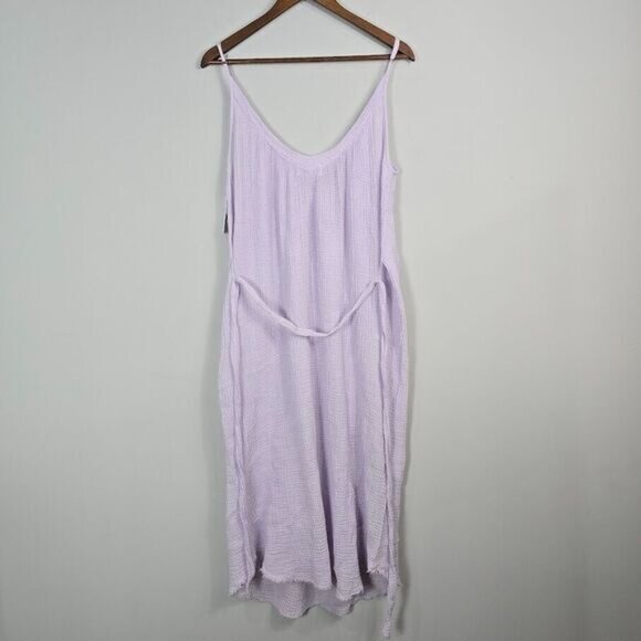 Velvet By Graham & Spencer Midi Dress Women Size Small Lilac Purple Gauze Cotton - Picture 4 of 13